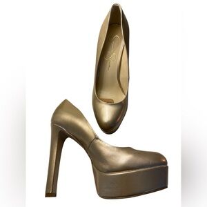 Jessica Simpson Nellah Gold Platform Pumps